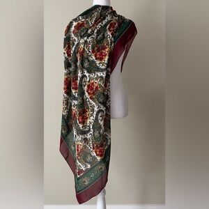 Elegant Multicolor Paisley Chiffon Square Scarf EUC
